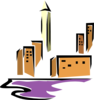 Buildings By Water Clip Art